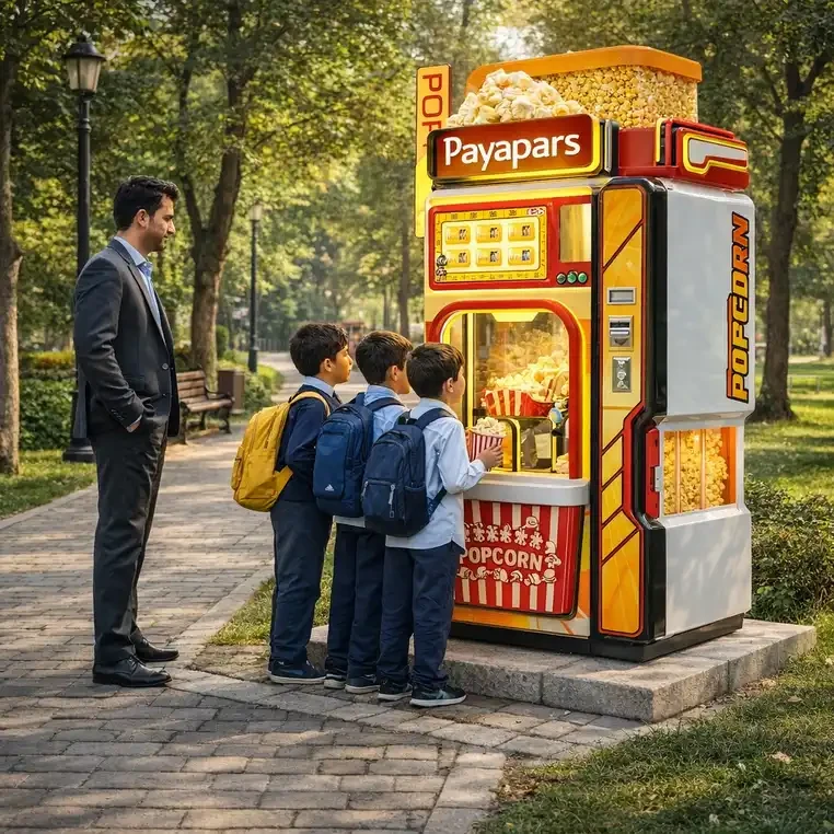وندینگ پاپ‌کورن رباتیک سیوان — دستگاه فروش خودکار پاپ‌کورن